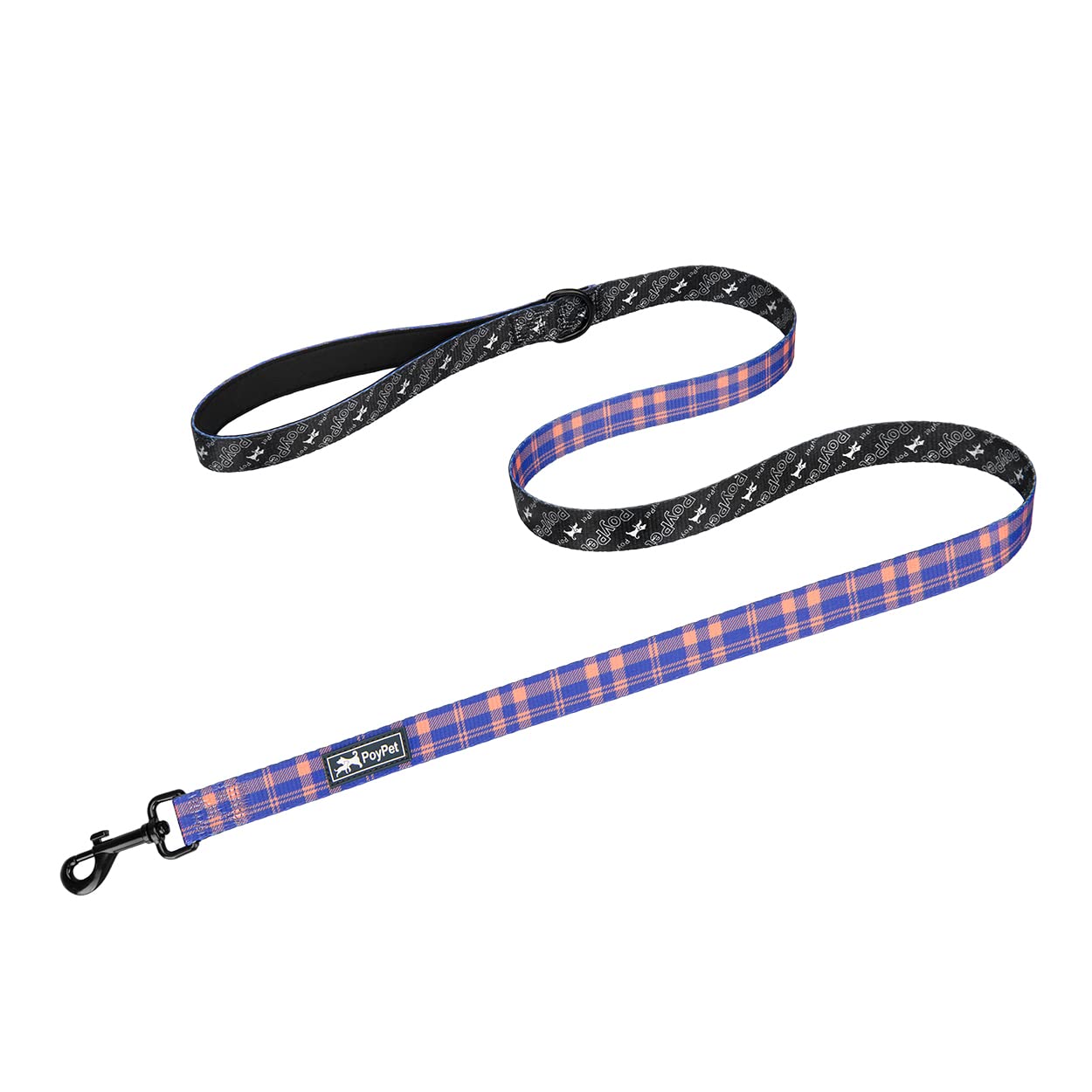 Poypet 5 Feet Dog Leash With Padded Handle For Small Medium And Large Dogs (Checkered Blue & Orange)