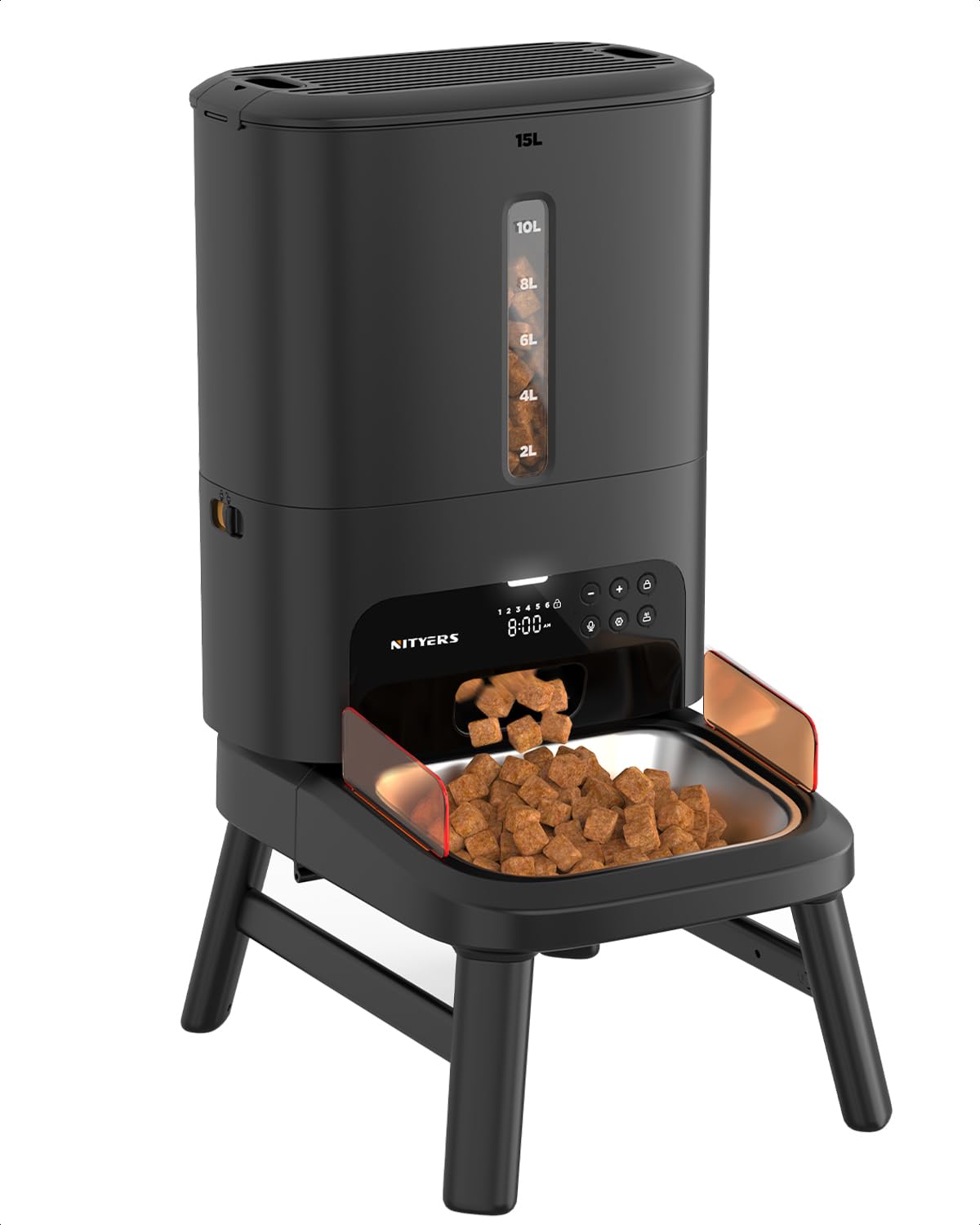 Automatic Dog Feeder for Large Breed - 15L/ 63 Cups Anti-Clog Dog Food Dispenser for 2-23mm Kibble, Elevated Stand, Large Food T