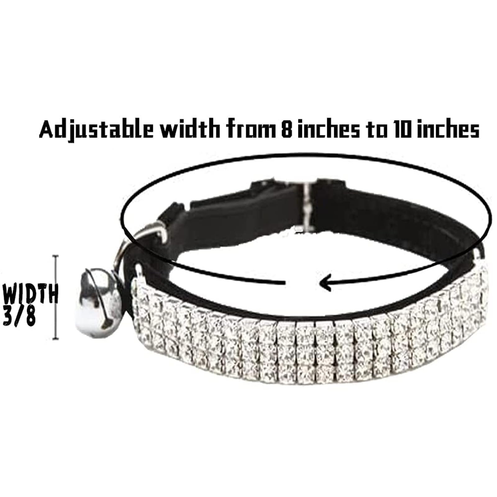 Chukchi Soft Velvet Safe Cat Adjustable Collar Bling Diamante With Bells,11 Inch For Small Dogs And Cats (Blue)