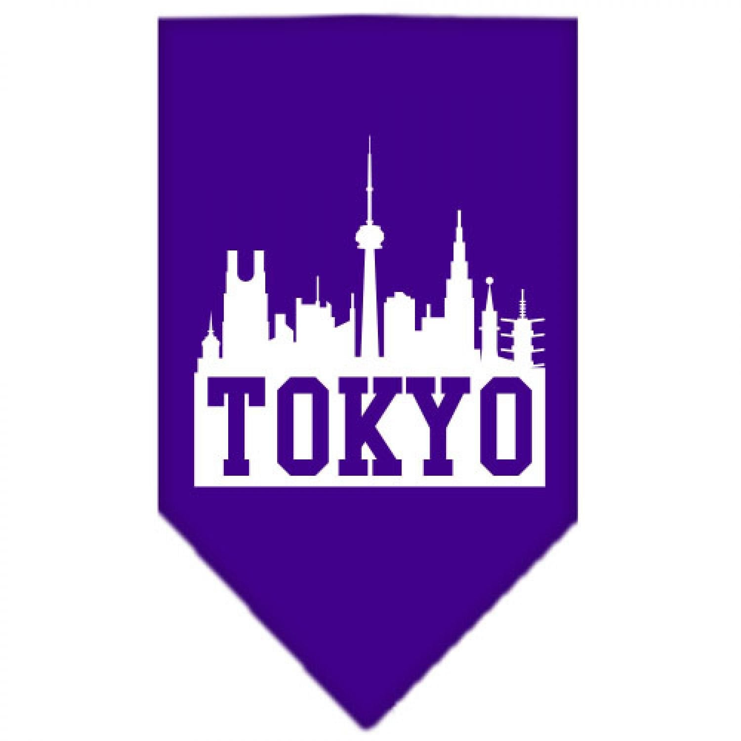 Mirage Pet Products Tokyo Skyline Screen Print Bandana, Small, Purple