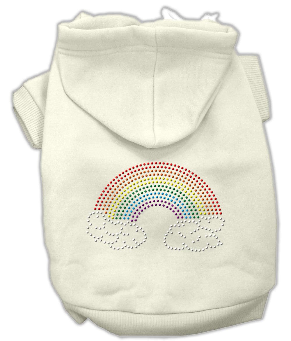 Pet, Dog & Cat Hoodie Rhinestone, &quot;Rainbow&quot; Cream SM (3-6 lbs.)