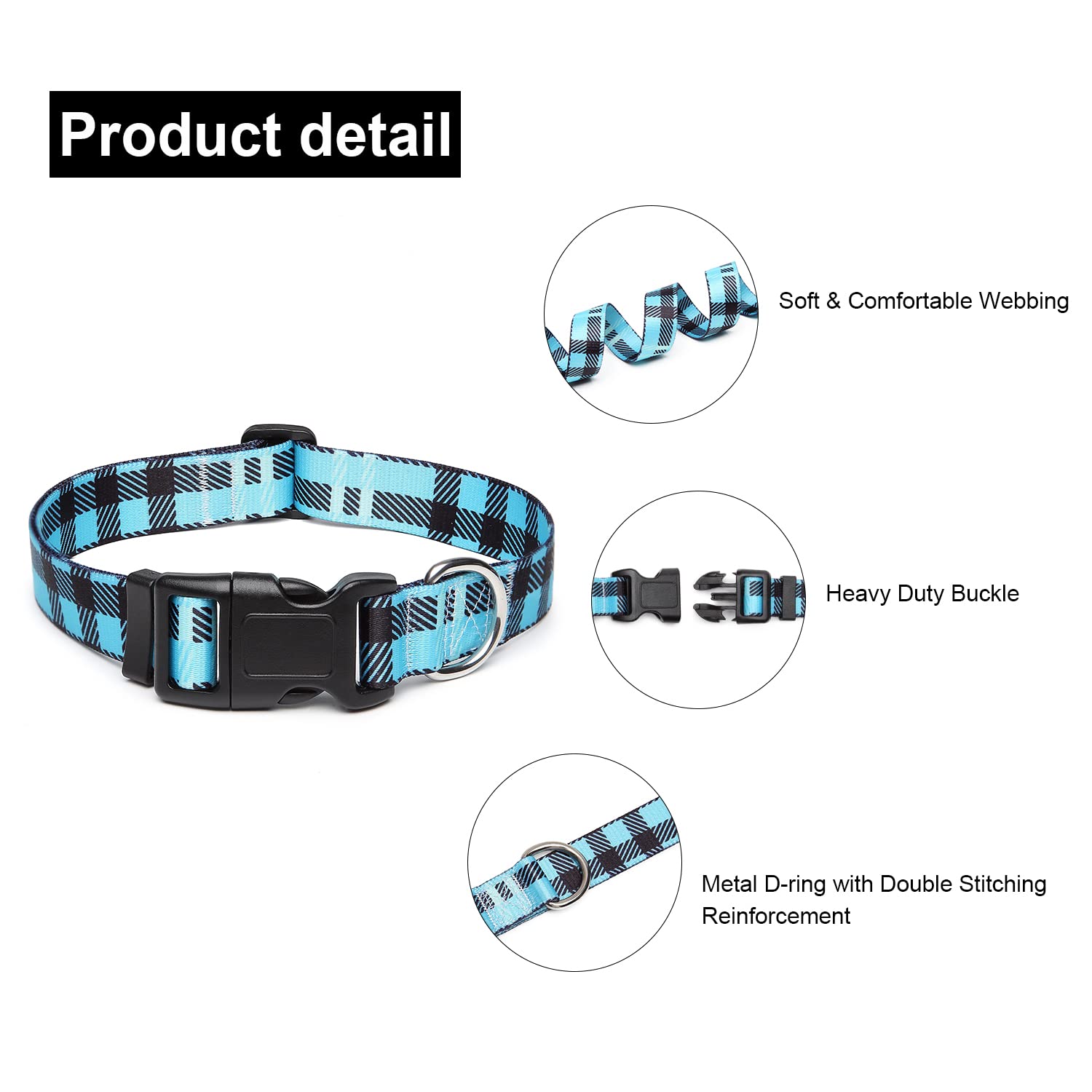 Suredoo Adjustable Dog Collar With Patterns, Ultra Comfy Soft Nylon Breathable Pet Collar For Small Medium Large Dogs (S, Blue P
