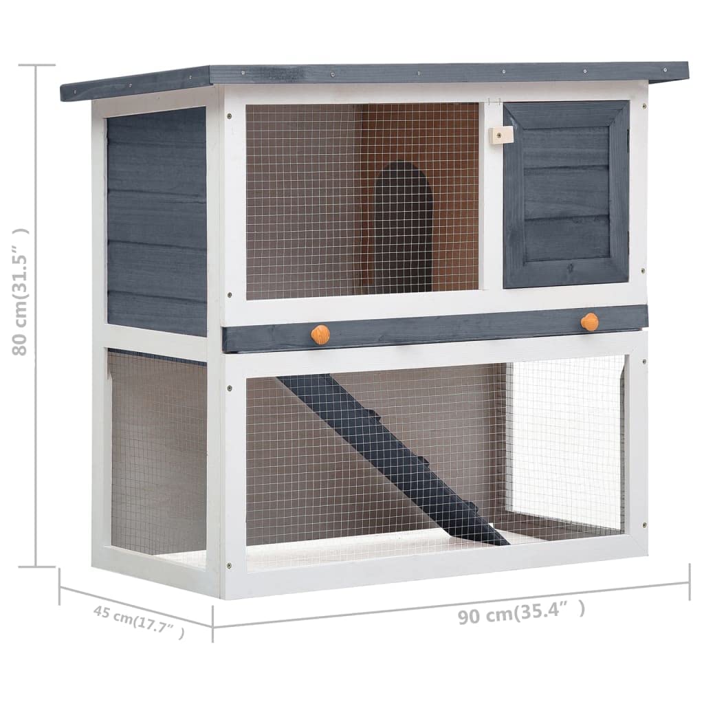 Vidaxl Outdoor Rabbit Hutch 1 Door Gray Wood