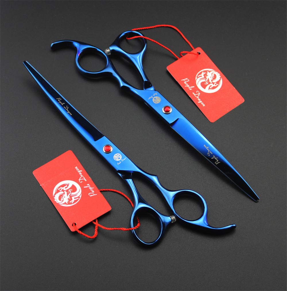 Purple Dragon Professional 7.0 Inch 4Pcs Pet Grooming Scissors Kit Japan Premium Steel Straight & Curved & Thinning Blade Dog Ha