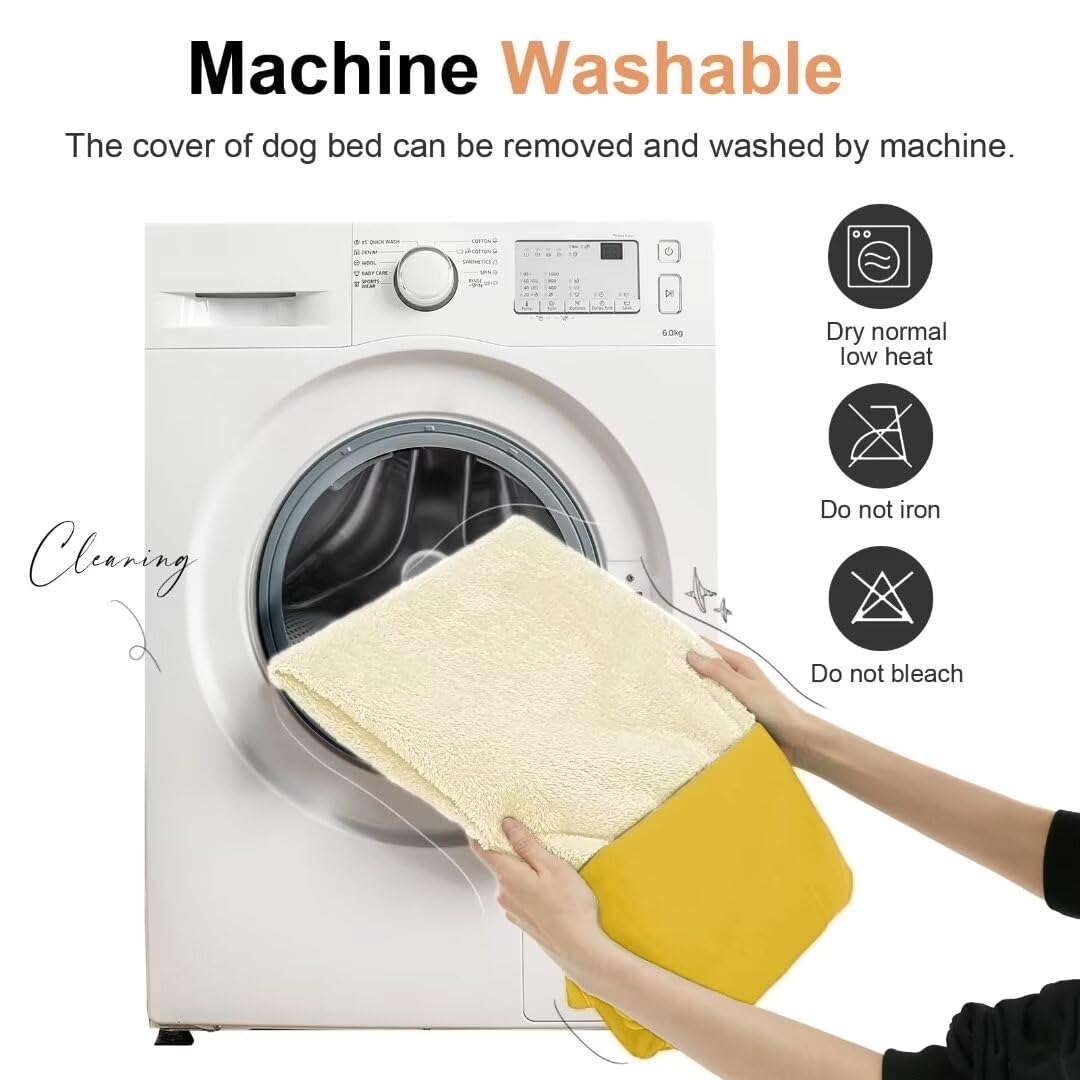 Large Dog Bed Orthopedic Washable: Beds Bolster Xl Bed Medium Large Dogs Egg Crate Foam Couch Sofa Waterproof With Removable Cover - Ginger