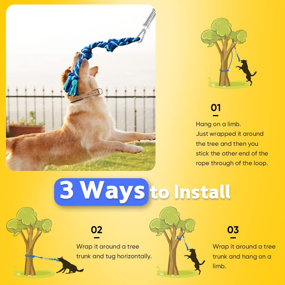Petbobi Bungee Dog Toy, Tree Tug Toy for Pitbull Interactive & Exercise, Spring Pole Tug of War Toy with Durable Rope, Muscle Bu