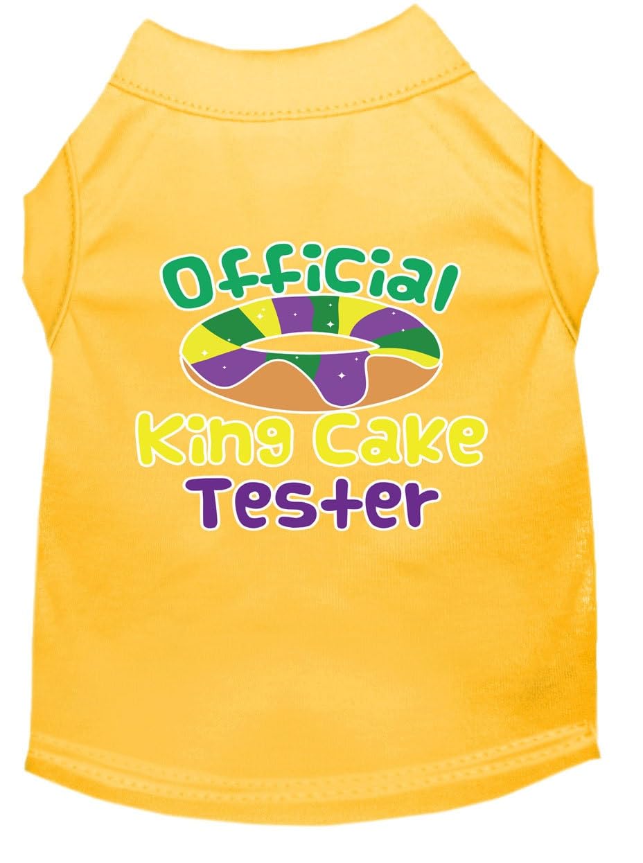 Mirage Pet Product King Cake Taster Screen Print Mardi Gras Dog Shirt Yellow XS