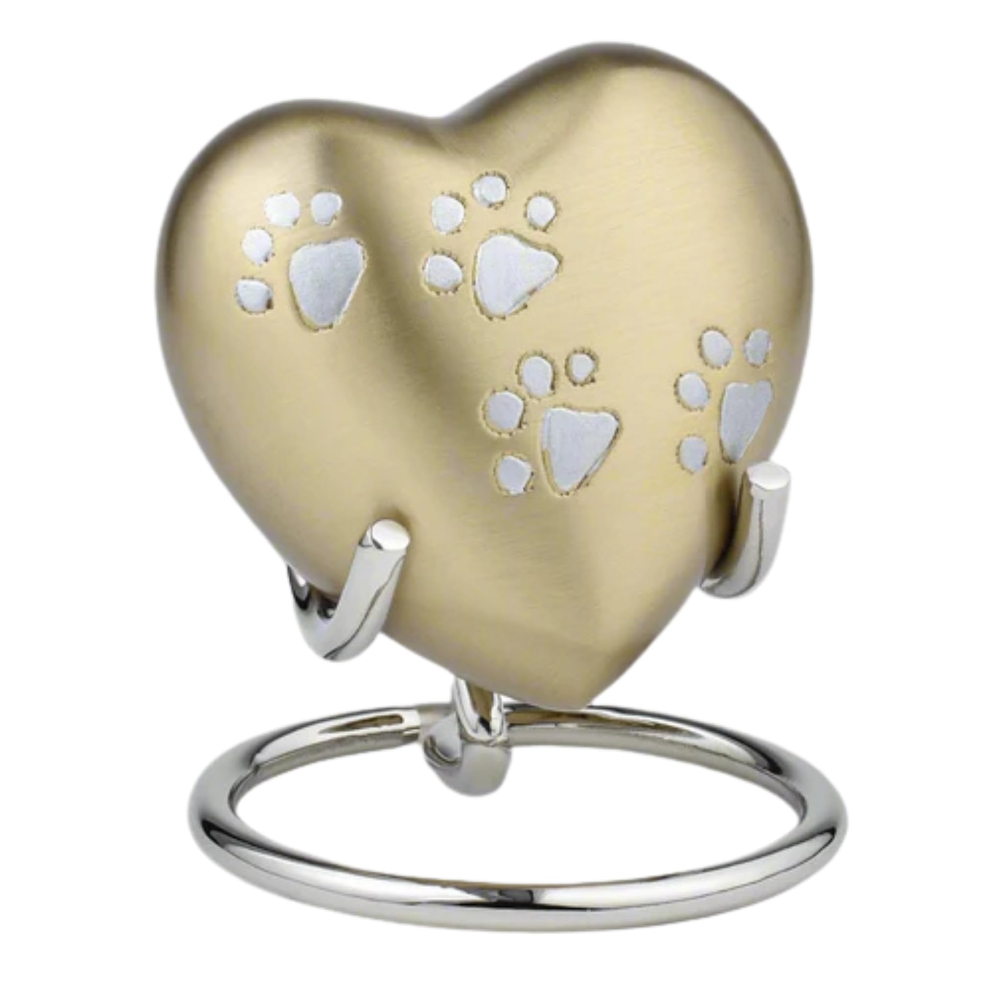 Royal Rapture Urn For Ashes Paw Heart Funeral Cremation Memorial Keepsake Pet Dog Cat |With Stand (Gold 3) Rhp01-05