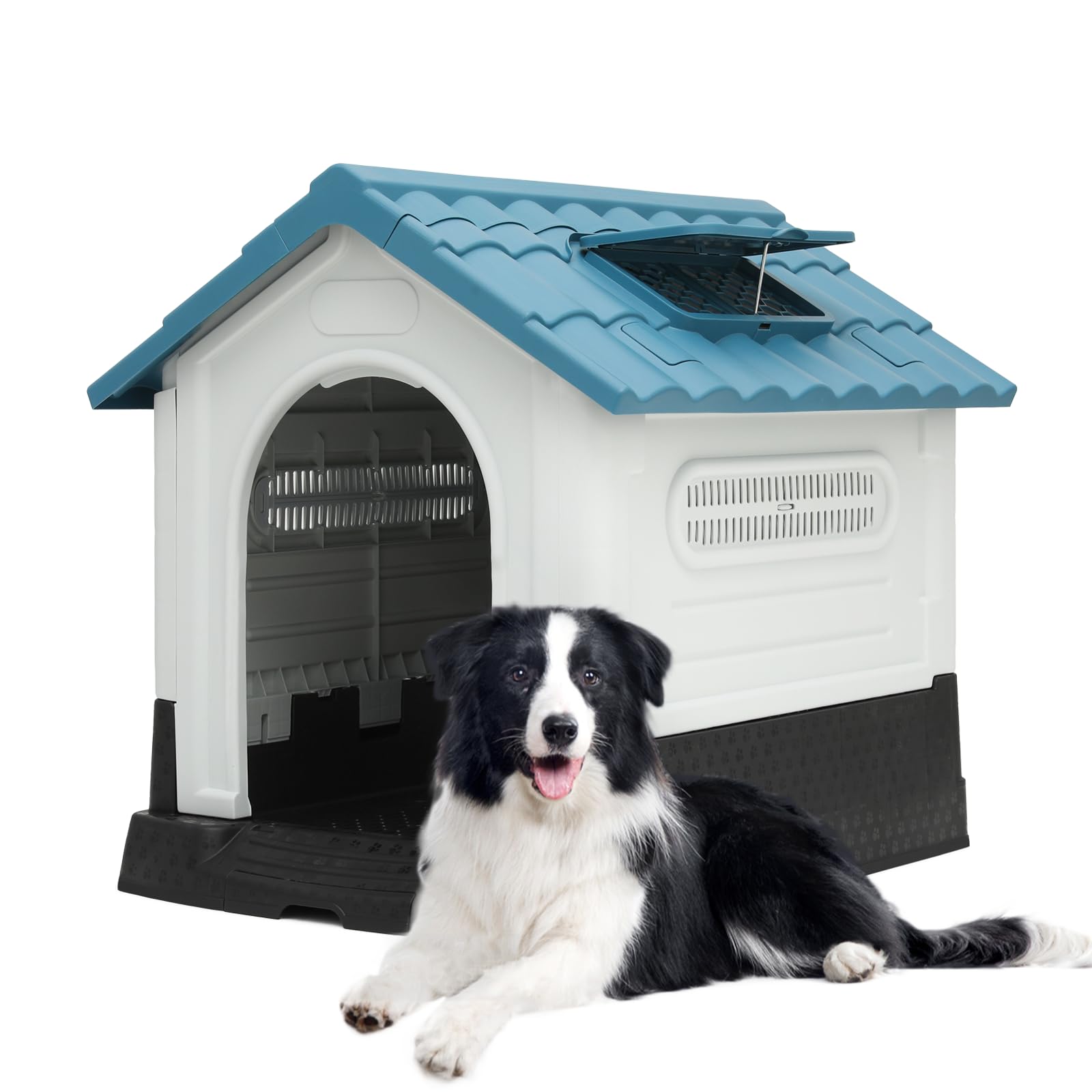 Monibloom Easy To Clean Insulated Dog House With Mats And Tray, Outdoor Durable Dog House For Small Medium Large Dogs, Waterproo