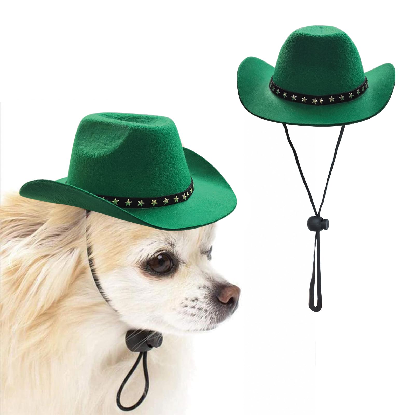Awocan Pet Dog Costume Cowboy Hat Cosplay Cap Puppy Pet Dog Cat Holiday Pet Party Decoration (Green)