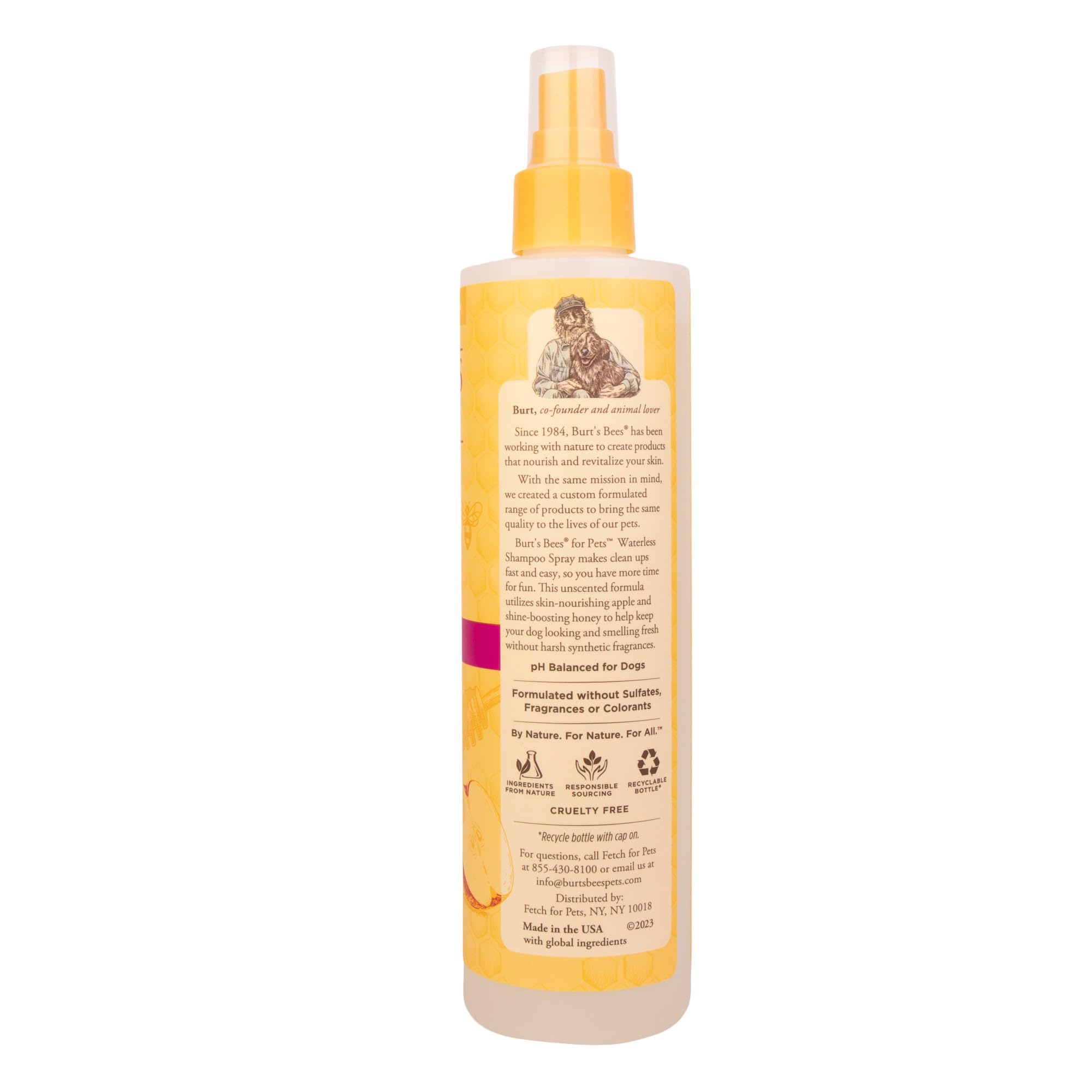 Burt's Bees Waterless Dog Shampoo Spray - Natural Apple & Honey, 10 oz - 3 Pack, Cruelty-Free, Sulfate & Paraben Free, Made in USA