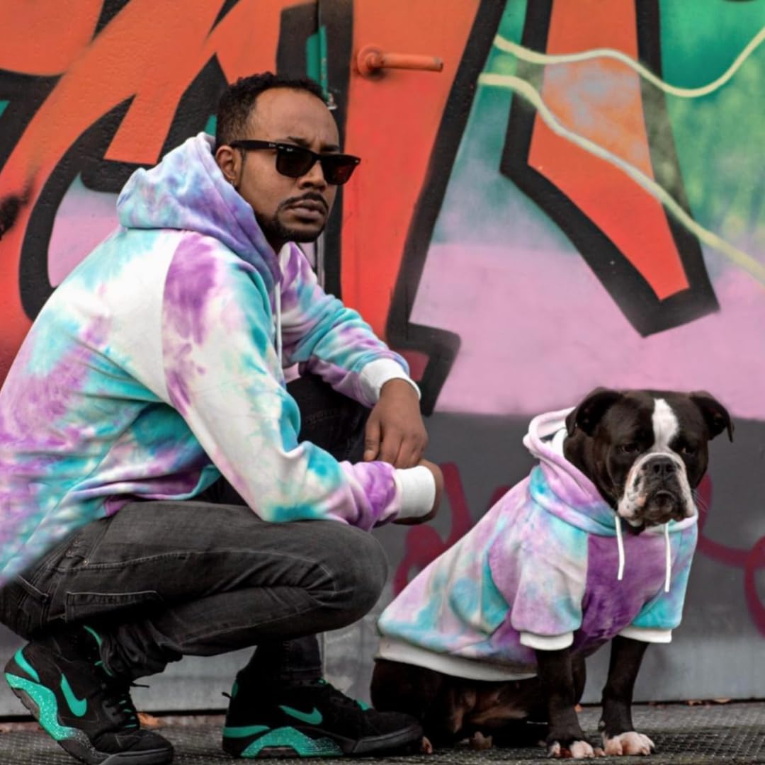 Spark Paws Dog Hoodie - Premium Quality, Buttery Soft, Superior Comfort And Fit, Calming Fleece Interior, Suitable For All Breeds - 90S Retro Sky Dye - Xl