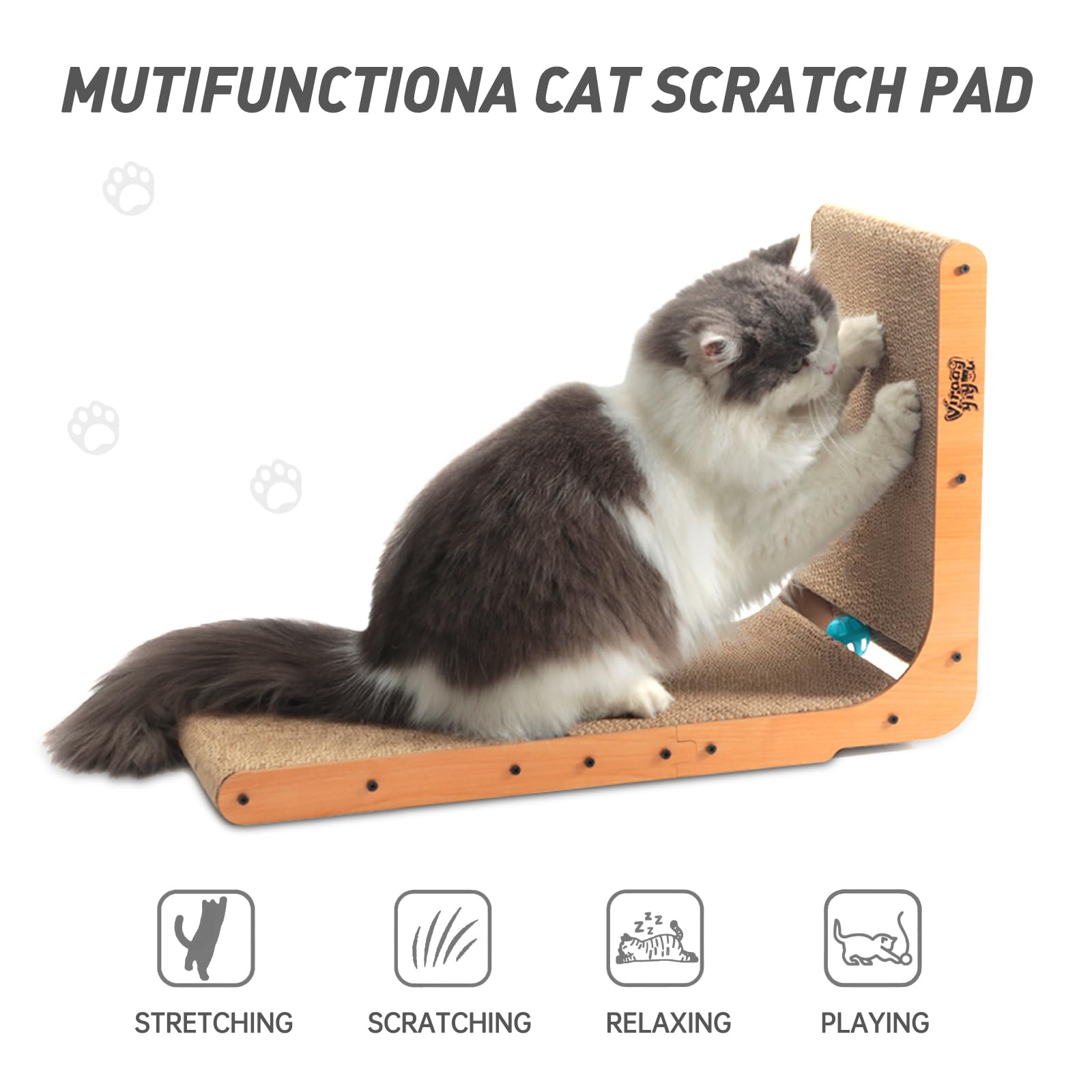 Viraagyiyou Cat Scratcher, Vertical Cat Scratching Board, 23.6 Inch L Shape Cat Scratch Pads Wall Mount Cat Scratchers For Indoo