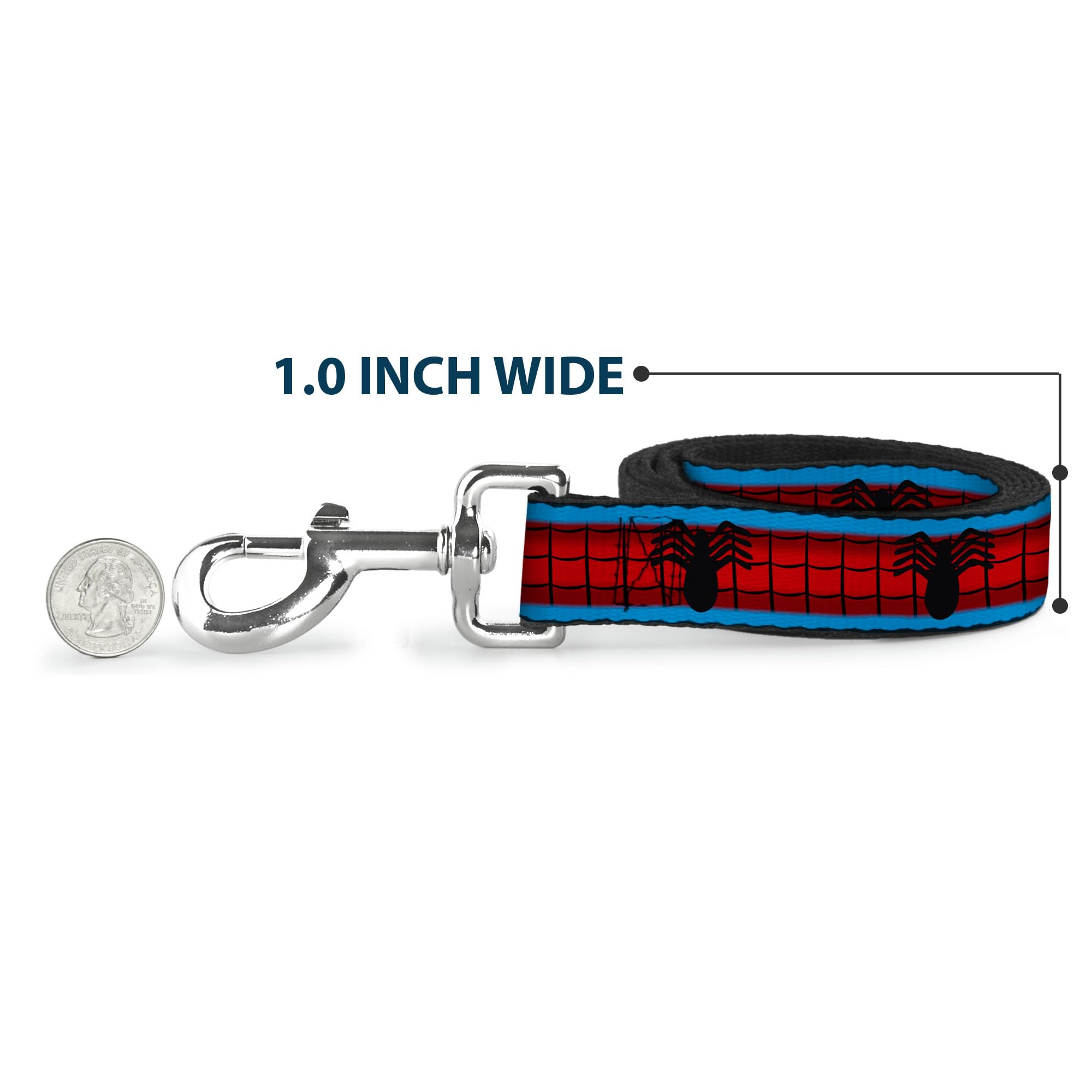 Dog Leash - 6-FEET - Spider-Man Costume Stripe Blue Red Black - Wide 1.5