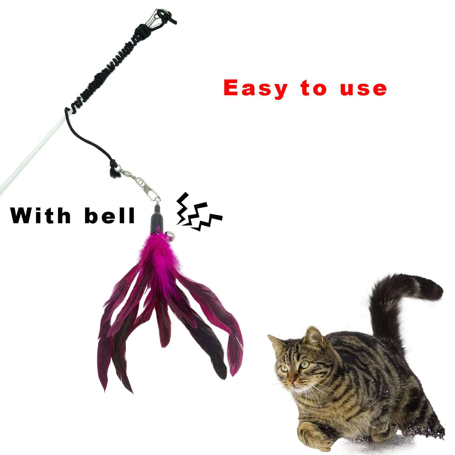 Cateness Cat Feather Toy Refill Cat Feathers Wand Replacement, 10 Pcs Feather Cat Toy Refills, Interaction Feather Cat Toy For I