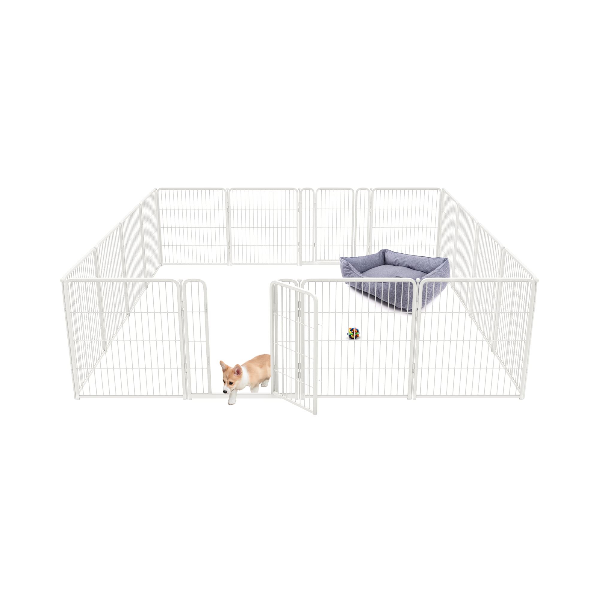 Fxw Homeplus Indoor Dog Playpen - Stress-Free And Safe Play, 32 Inch 16 Panels For Puppy And Small Dogs, White│Patented