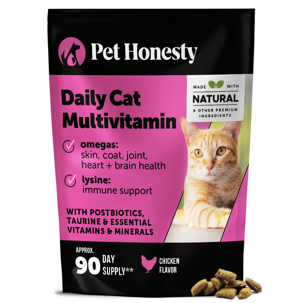Cat Multivitamin Chews - Cat Treats for Health + Immune, Joint Support, Skin & Coat, and Digestion - Omega 3s, Lysine & Probioti