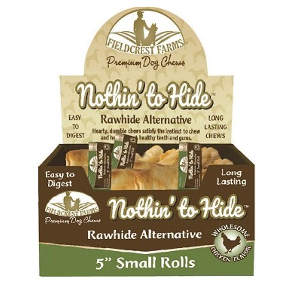 Fieldcrest Farms 24 Pack Of Nothin' To Hide Rolls, 5 Inch Small, Easy To Digest Rawhide Alternative Dog Chews