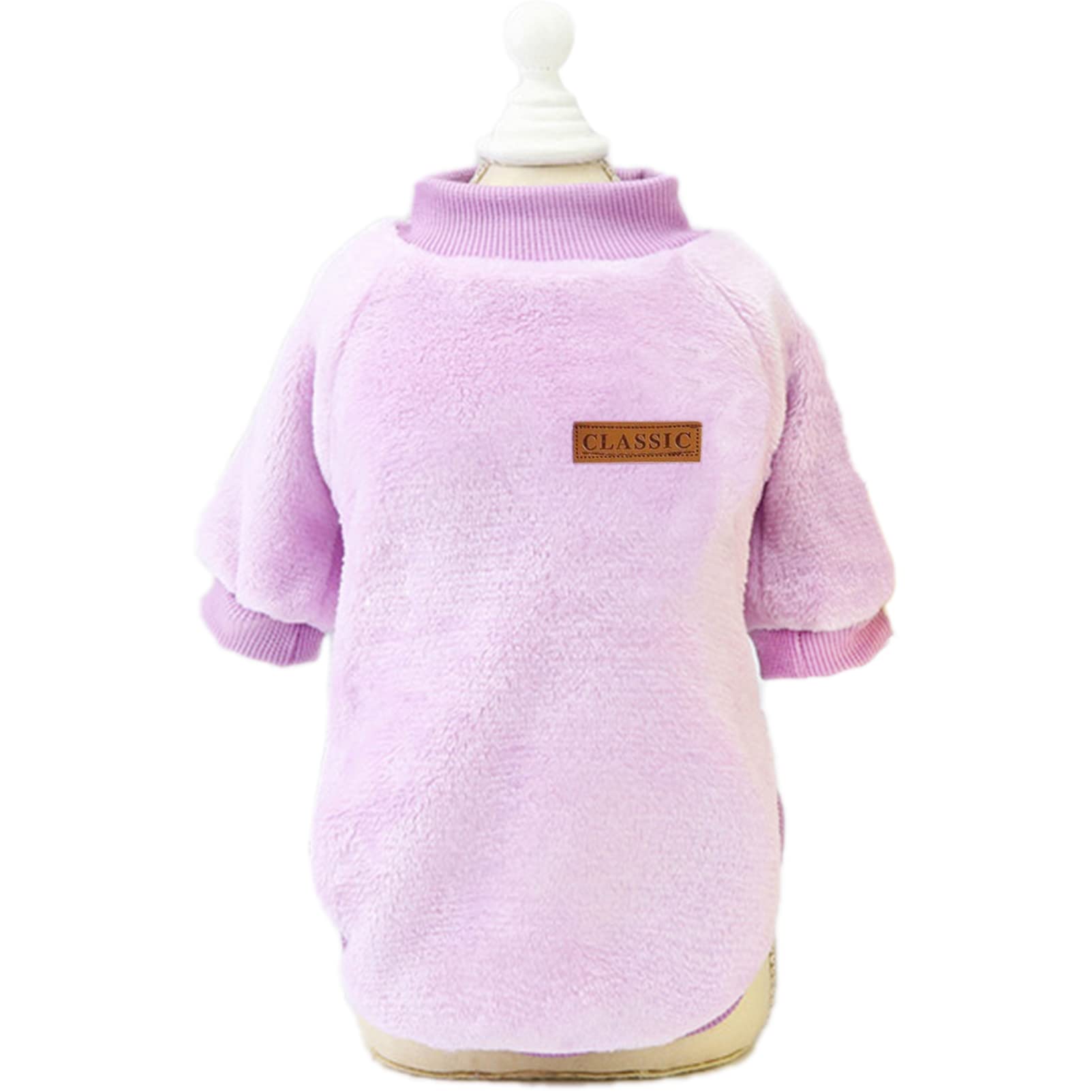 Jecikelon Pet Dog Clothes Dog Sweater Soft Thickening Warm Pup Dogs Shirt Winter Puppy Sweater For Dogs (Z01-Purple, Small)