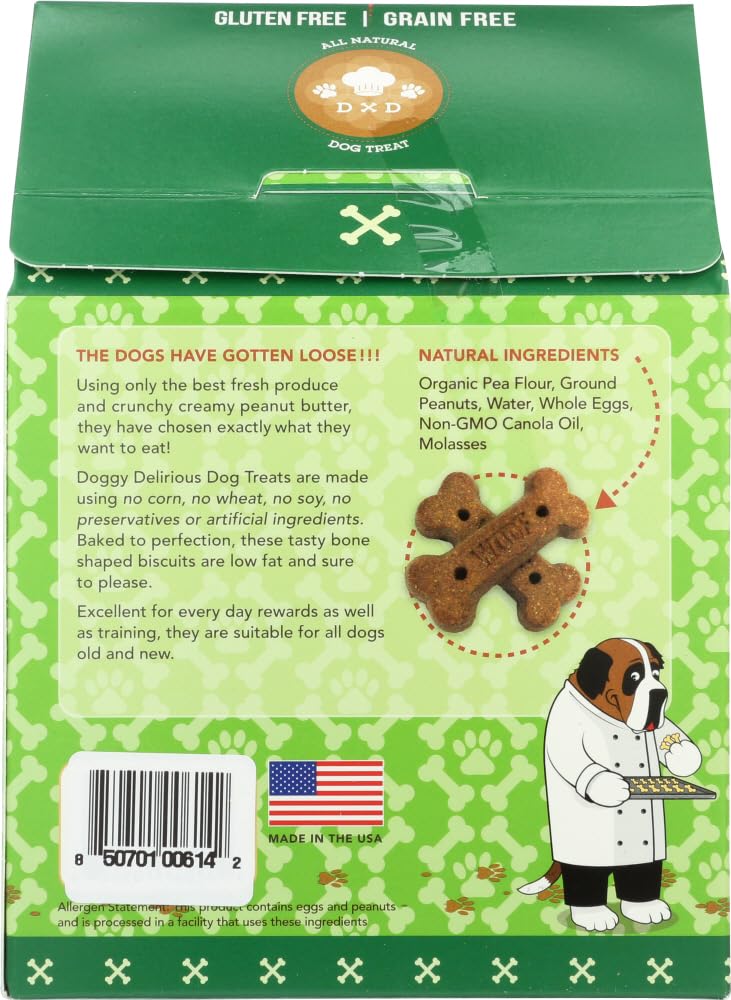 Doggy Delirious Crunchy Dog Treats - for All Pet Sizes, Breeds - All-Natural Puppy Treat - 100% Human-Grade - Delicious Pet Trea