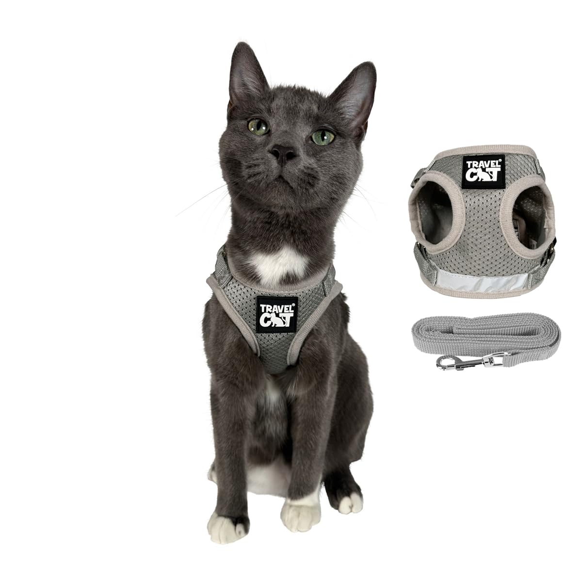 Travel Cat Harness And Leash Set - Adjustable Fit Mesh Cat Harness And Reflective Strap - Comfort Escape Proof Harness For Cats,