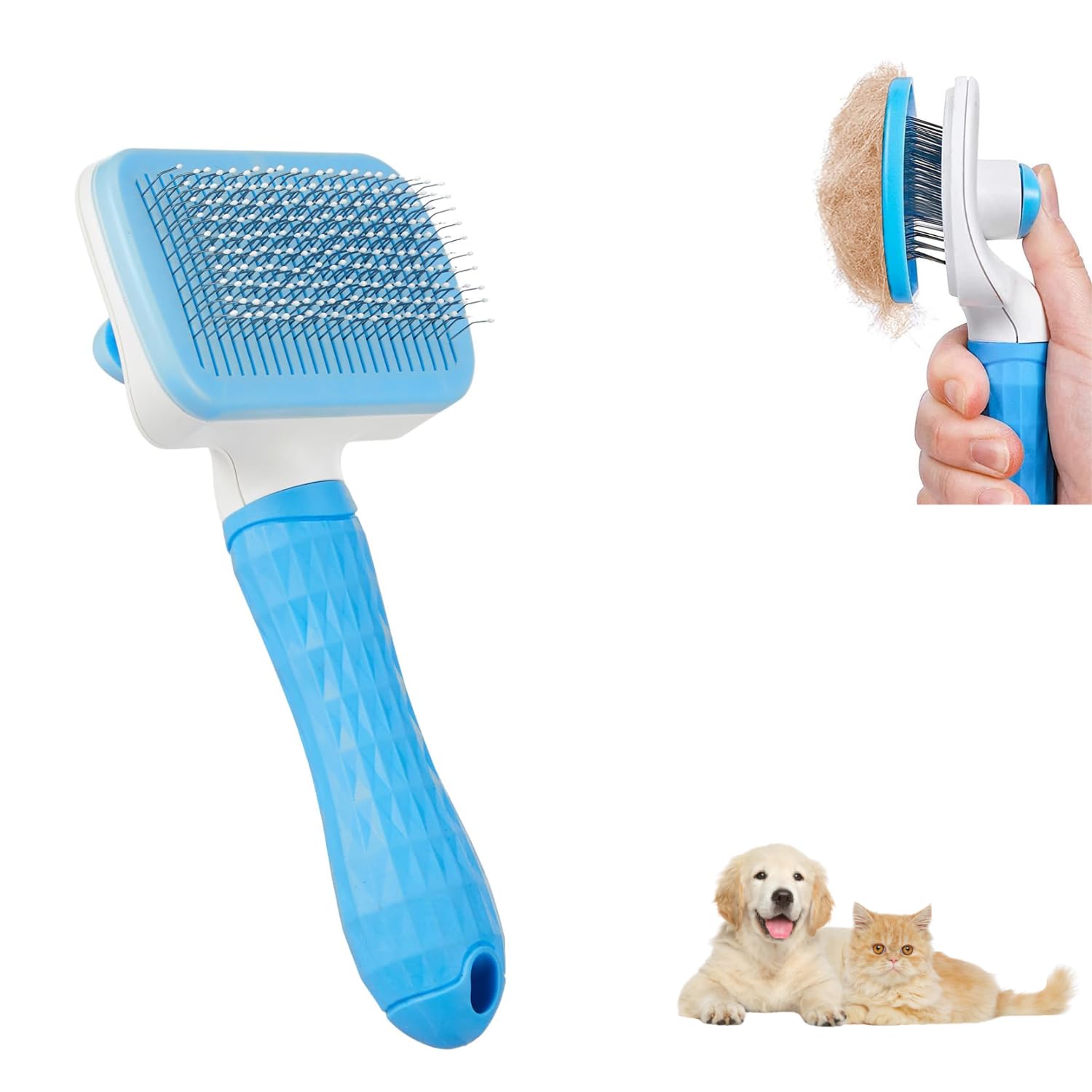 Paw N Pet Self Cleaning Slicker Dog Brush, Pet Grooming Shedding Brush For Dogs And Cats, Pet Massaging Tool Suitable For Pets W