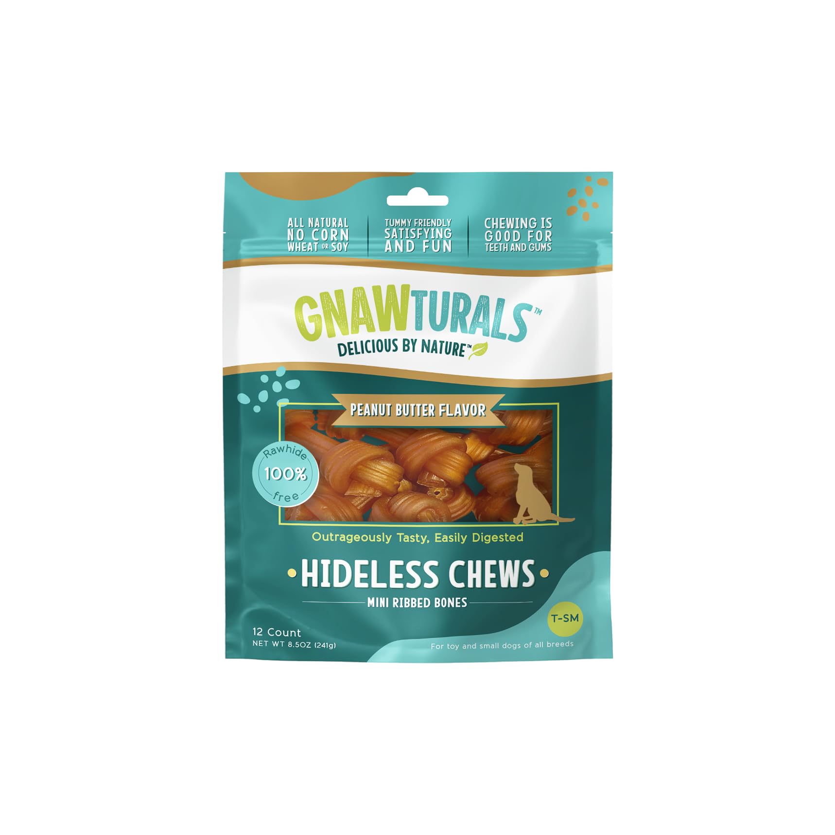 Gnawturals Rawhide Free Dog Chews | Ribbed Bones | for Small - Medium Dogs | Pumpkin, Psyllium Husk and Chicory Root for Easy Di