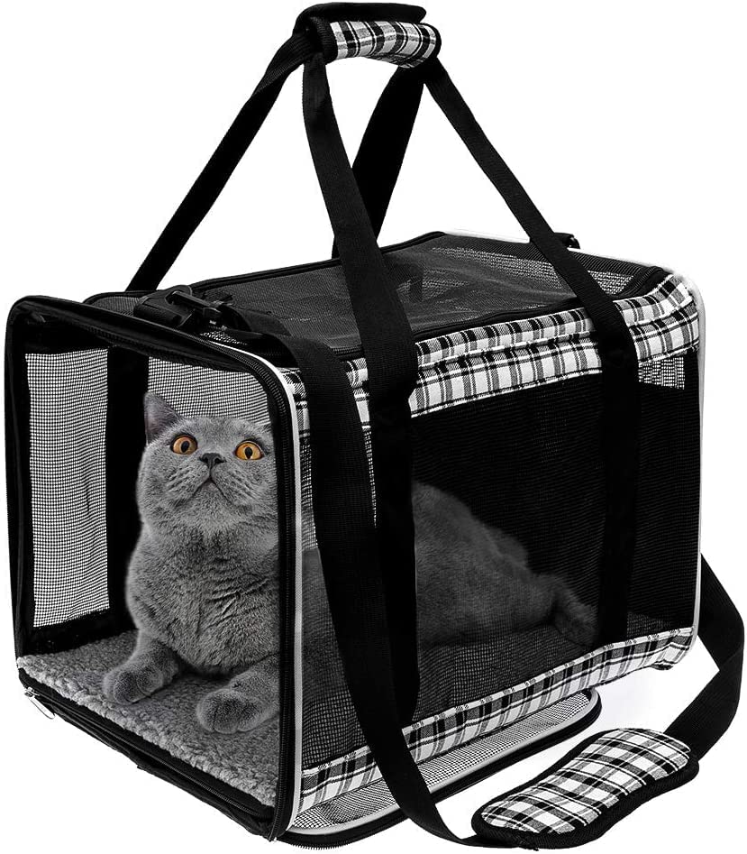 Expawlorer Large Cat Carrier For 2 Cats, Soft-Sided Pet Carrier For Cat,Top Load Cat Carriers For Medium Cats Under 25,Airline A