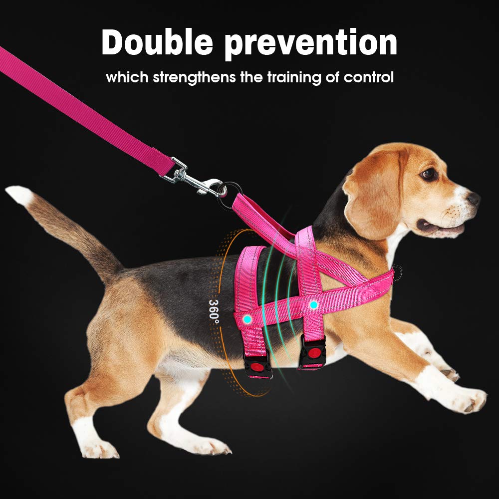Beirui No Pull Escape Proof Dog Harness For Small Medium Large Dogs - Soft Padded Reflective Puppy Dog Walking Harnesses (Hot Pink, S)