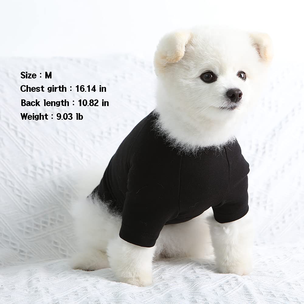 Lucky Petter Dog Shirt For Small Dogs Plain T-Shirts Soft Breathable Dog Cotton Shirt Pet Clothes (Large, Black)