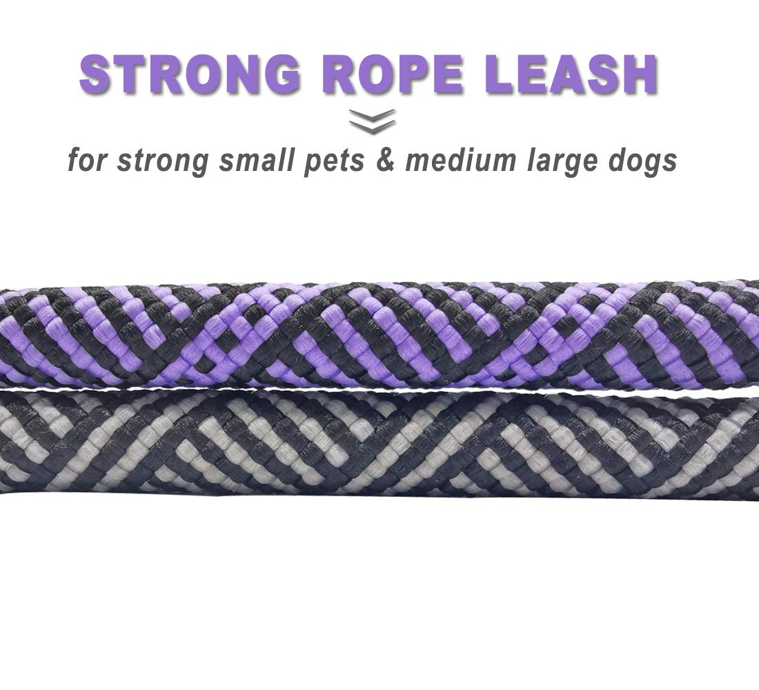 Mycicy 2Ft Rope Dog Leash, 2 Pack Strong Nylon Short Dog Leash With Comfortable Padded Handle, Easy Control And Walking Traffic Leash For Large And Medium Dogs (Black+Purple)