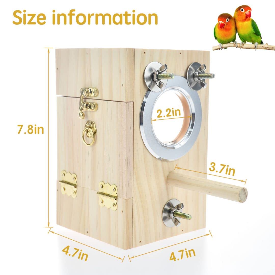 CooShou Bird Nest Box Parakeet Breeding Nest Box Bird Nest House Wooden Acrylic Transparent Breeding Box for Finch Lovebirds Coc