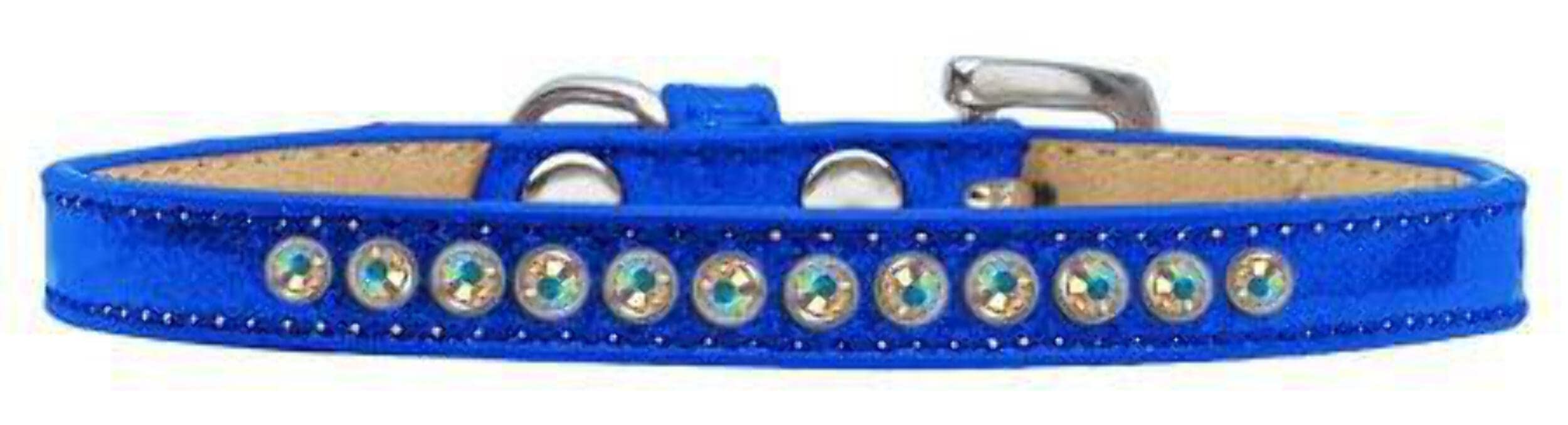 Dog, Puppy and Pet Ice Cream Collar, Aurora Borealis Crystal Rimsets Blue 12