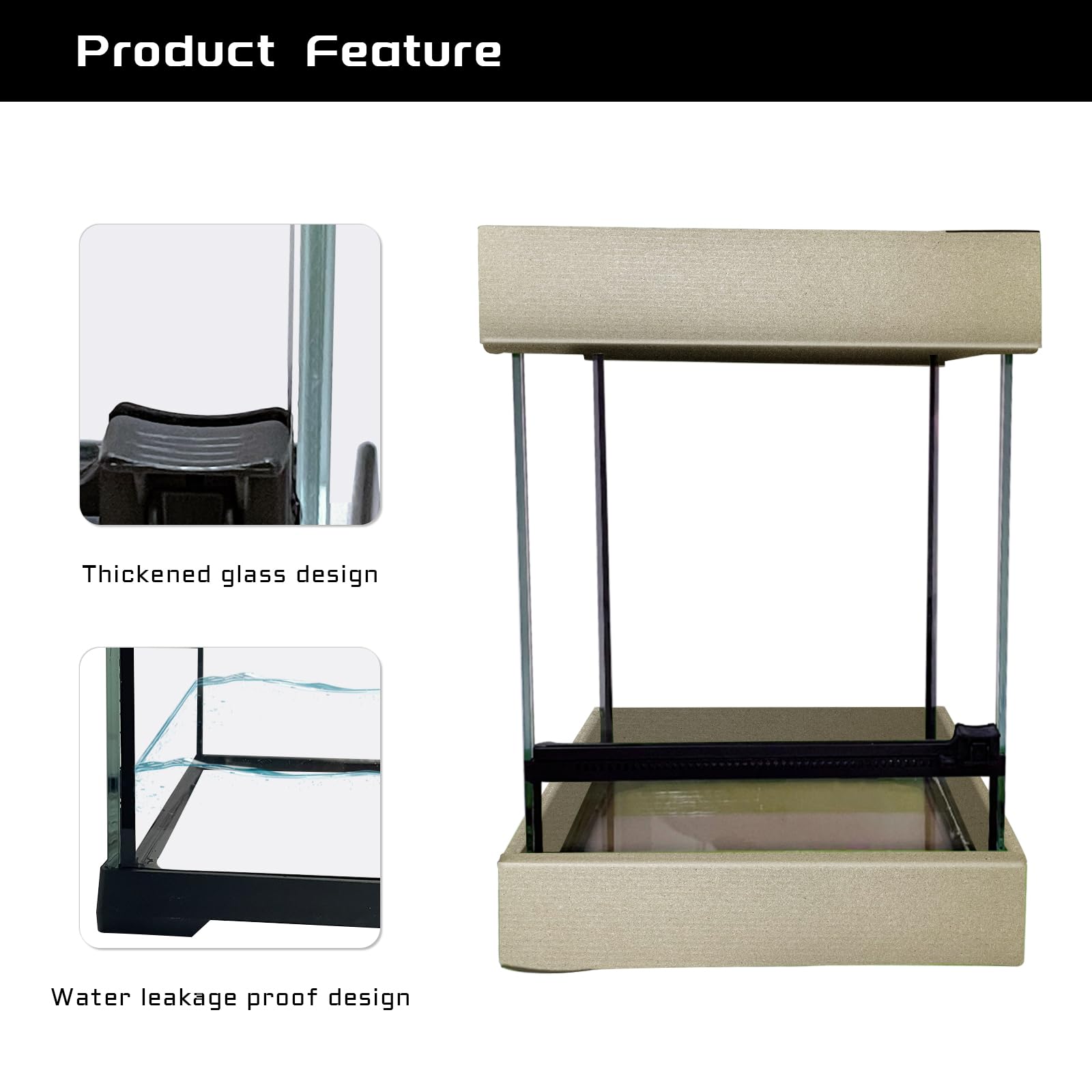 Waazoorep Reptile Glass Terrarium Tank 10 * 10 * 14In, Full View With Front Opening Door,Amphibians Enclosure Habitat Cage For L