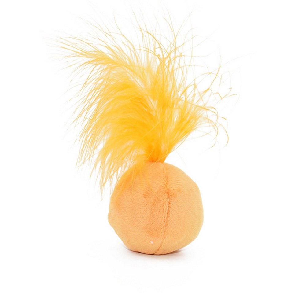 Petfavorites Furry Rattle Ball Cat Toy With Feather And Catnip - Interactive Pom Pom Balls For Cats, Soft And Lightweight, 2 Inch, 6 Pack.