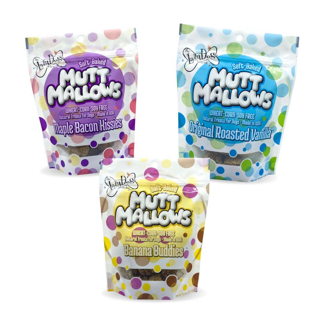 Lazy Dog Cookie Mutt Mallows Natural Healthy Treat Variety Pack of 3