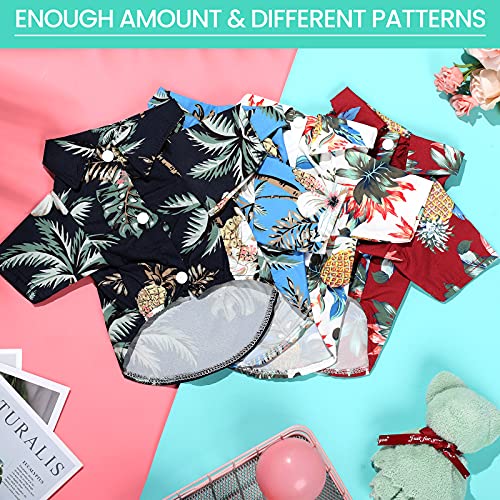 4 Pieces Summer Pet Shirts Hawaii Style Floral Dog T-Shirt Hawaiian Puppy T-Shirts Breathable Pet Cool Clothes Beach Seaside Dog Shirt Sweatshirt For Dogs Pet Puppy (Small)