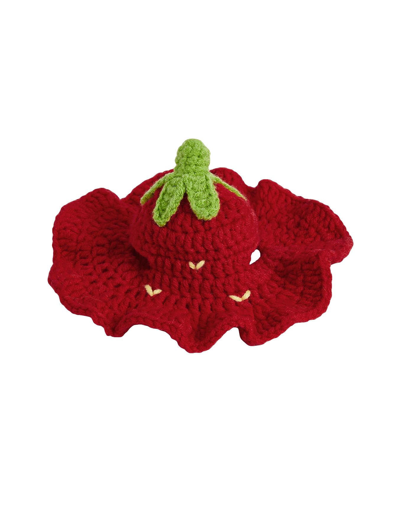 Qwinee Cartoon Strawberry Design Knit Cute Dog Hat Soft Cat Hat Rabbit Hat Halloween Christmas Party Costume Head Wear Accessori