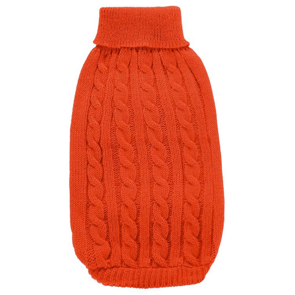 Chborchicen Small Dog Sweaters Knitted Pet Cat Sweater Warm Dog Sweatshirt Dog Winter Clothes Kitten Puppy Sweater (Large, Orange)