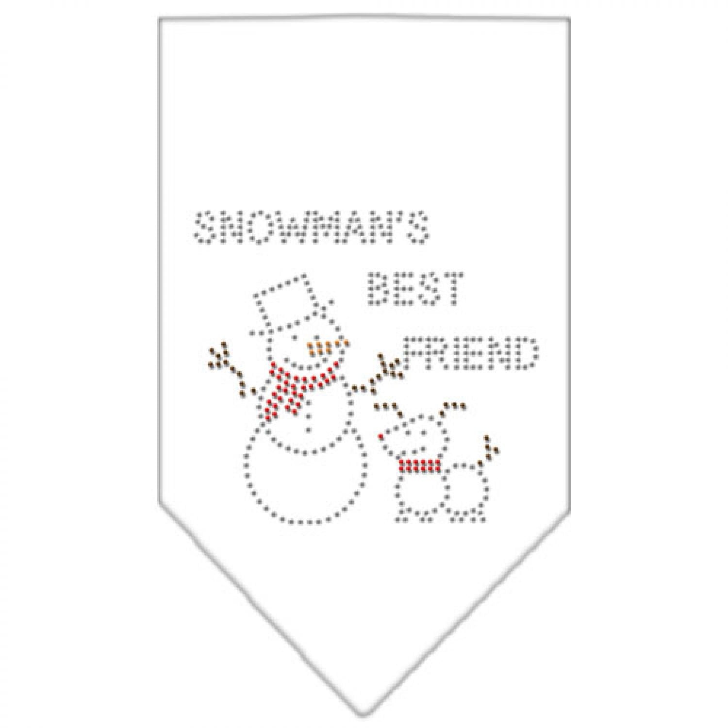 Christmas Pet and Dog Bandana Rhinestone, Snowman's Best Friend White Large