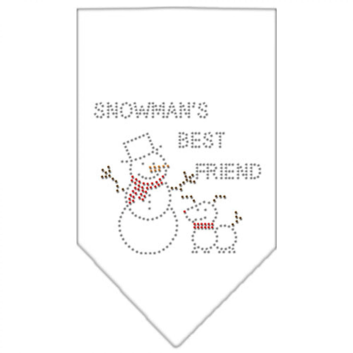 Christmas Pet and Dog Bandana Rhinestone, Snowman's Best Friend White Large