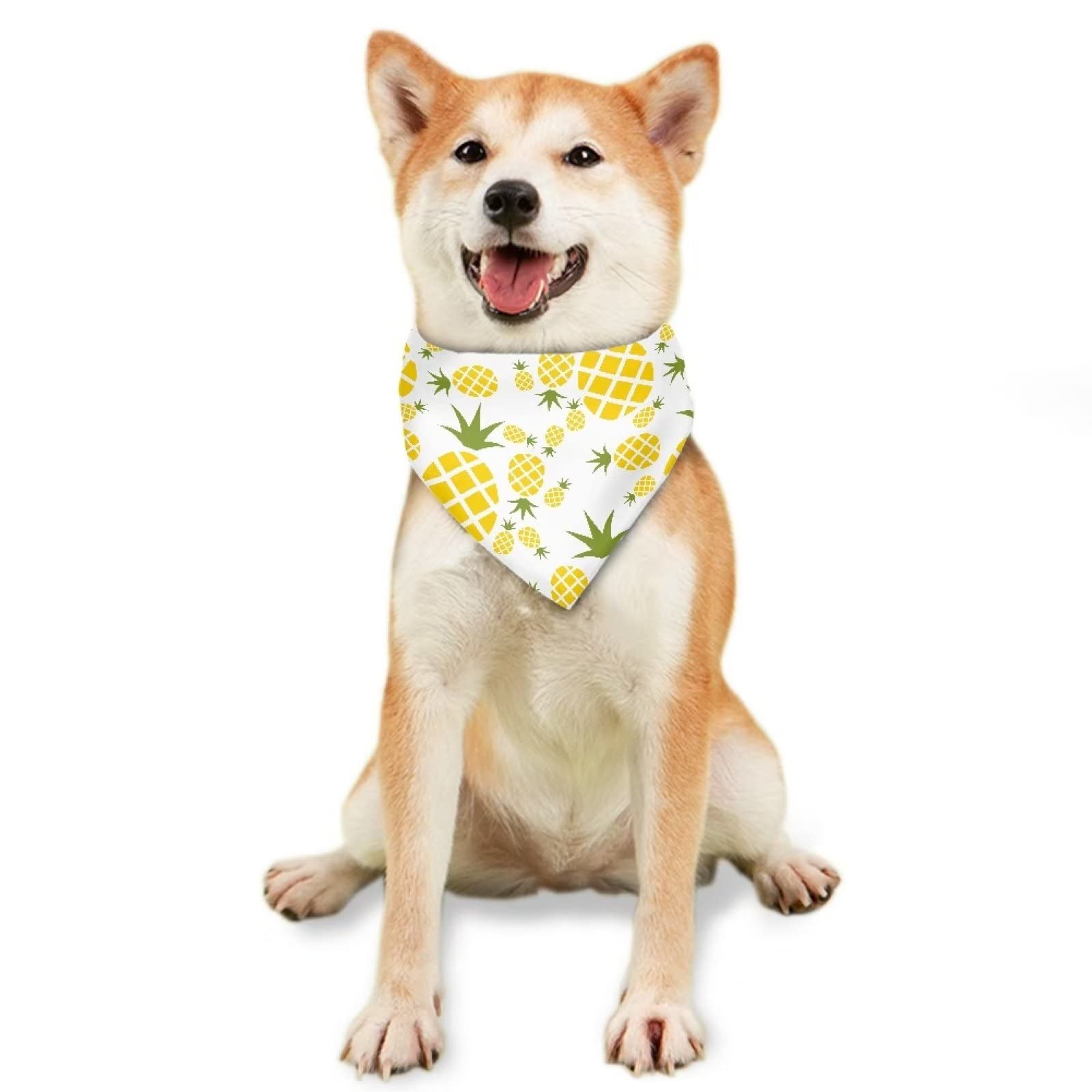 Jeiento Tropical Pineapple Dog Bandanas,Cute Bandanas For Dogs Triangle Reversible Pet Scarf For Girl,Bandana For Large And Extr