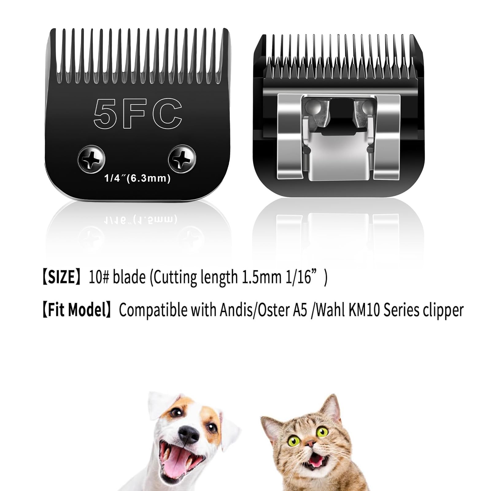 2PCS 5FC Blades Dog Grooming Blades Compatible with Andis/Oster A5/Wahl KM-10 Series Dog Clippers,Detachable Clipper Replacement