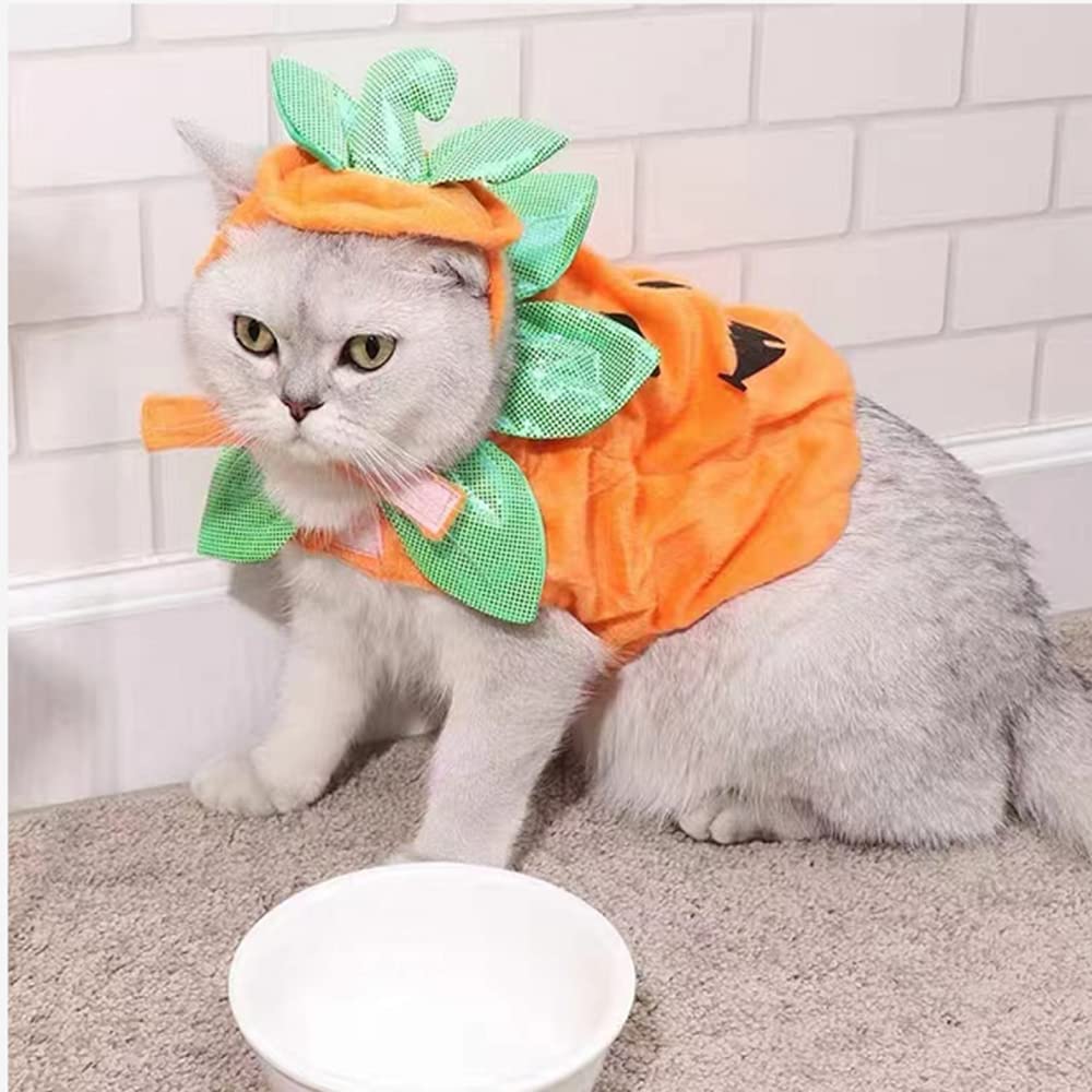 ANIAC Pet Pumpkin Costume Cat Halloween Hat Cloak Sets Puppy Poncho Dog Halloween Cosplay for Kitty Small Medium Sized Dog