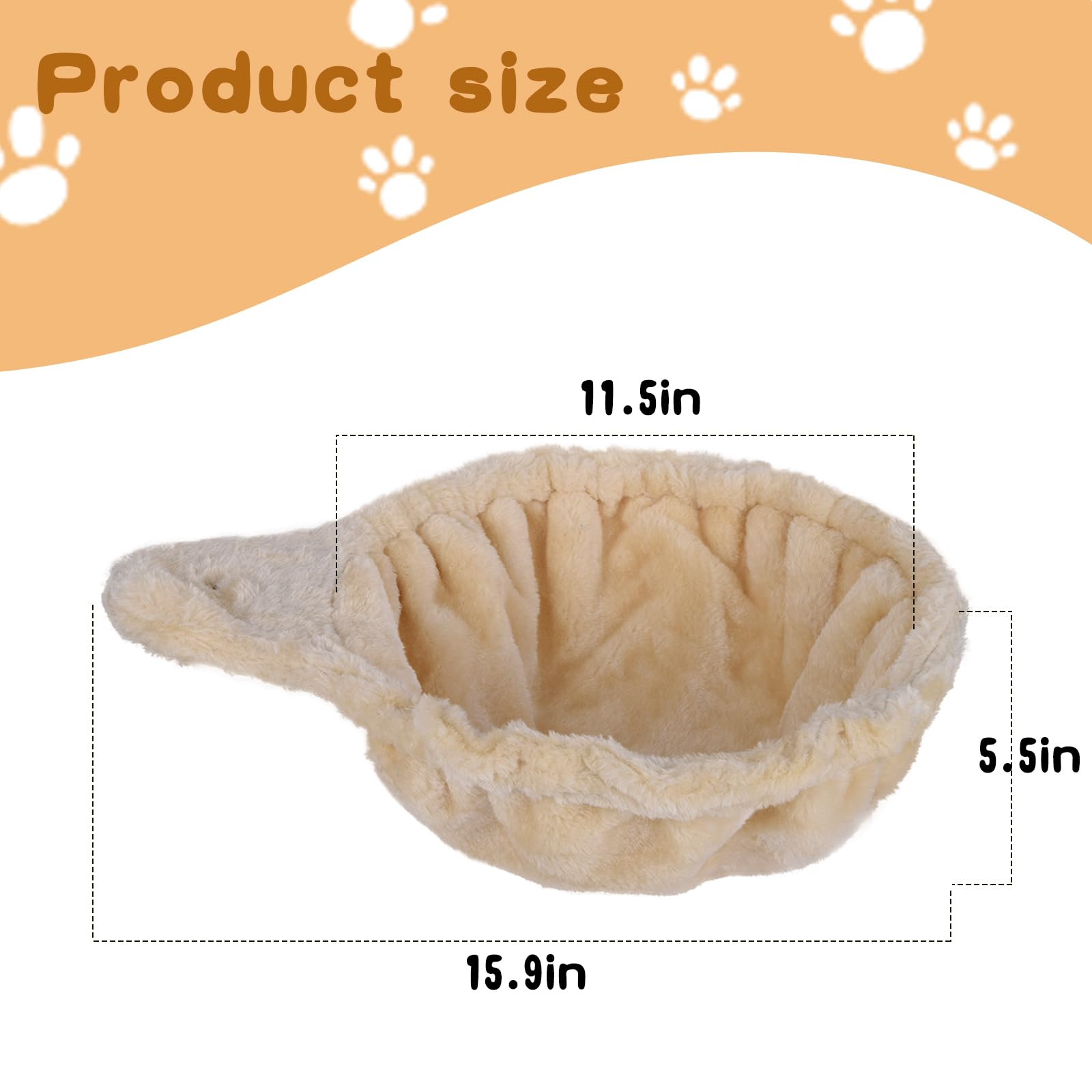 Beige Cat Hammock, Extra Large (12.4''), Cozy Hammock With Deep Basket, Attachment Design For Cat Tower