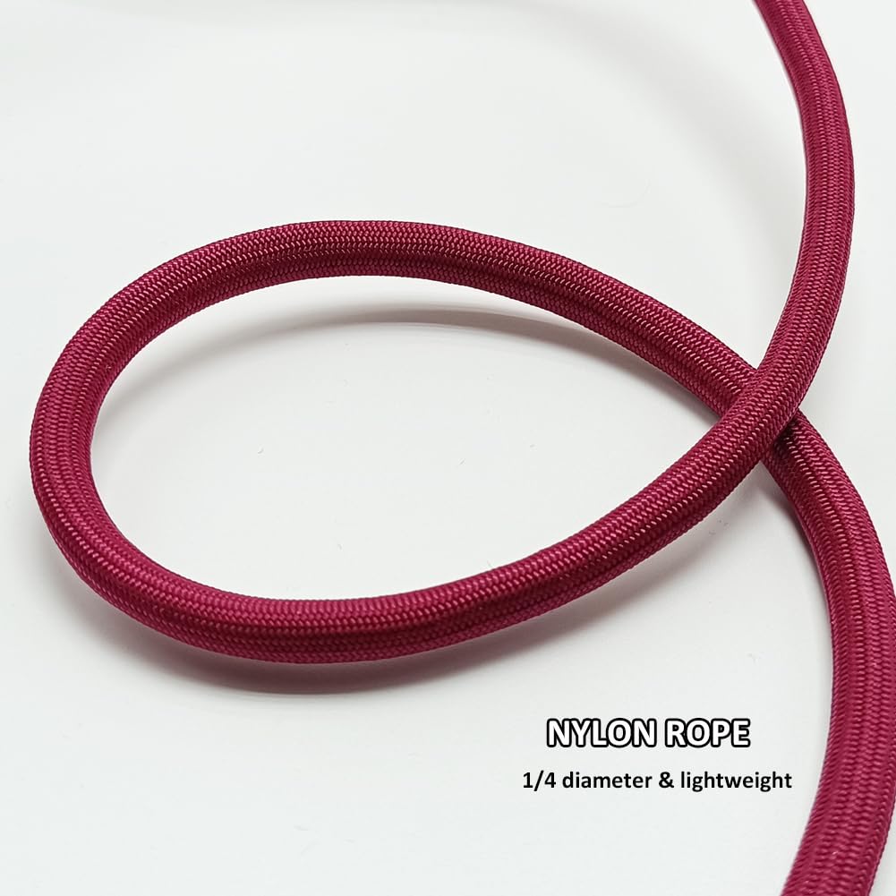 Btinesful 7Ft Slip Lead Dog Leash, Strong Nylon Rope Leash, 1/4 Inch Diam Dog Training Lead For Small Medium Large Dogs, Wine Re