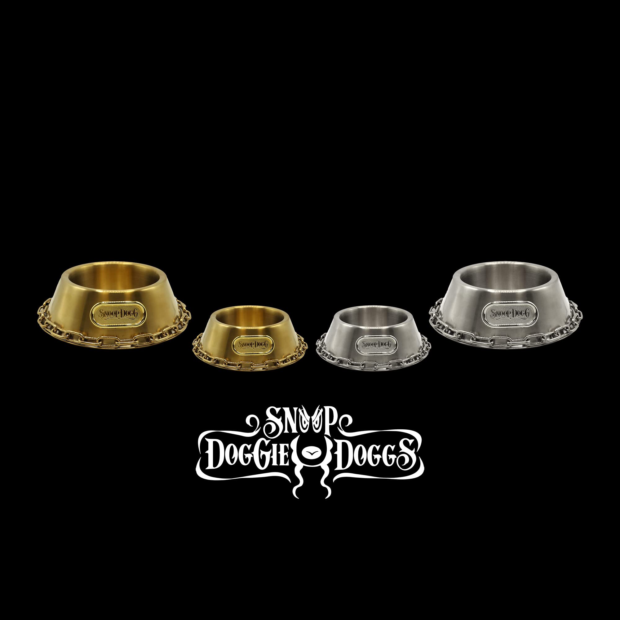 Snoop Doggies Doggs Deluxe Off The Chain Pet Bowl, Steel, Large