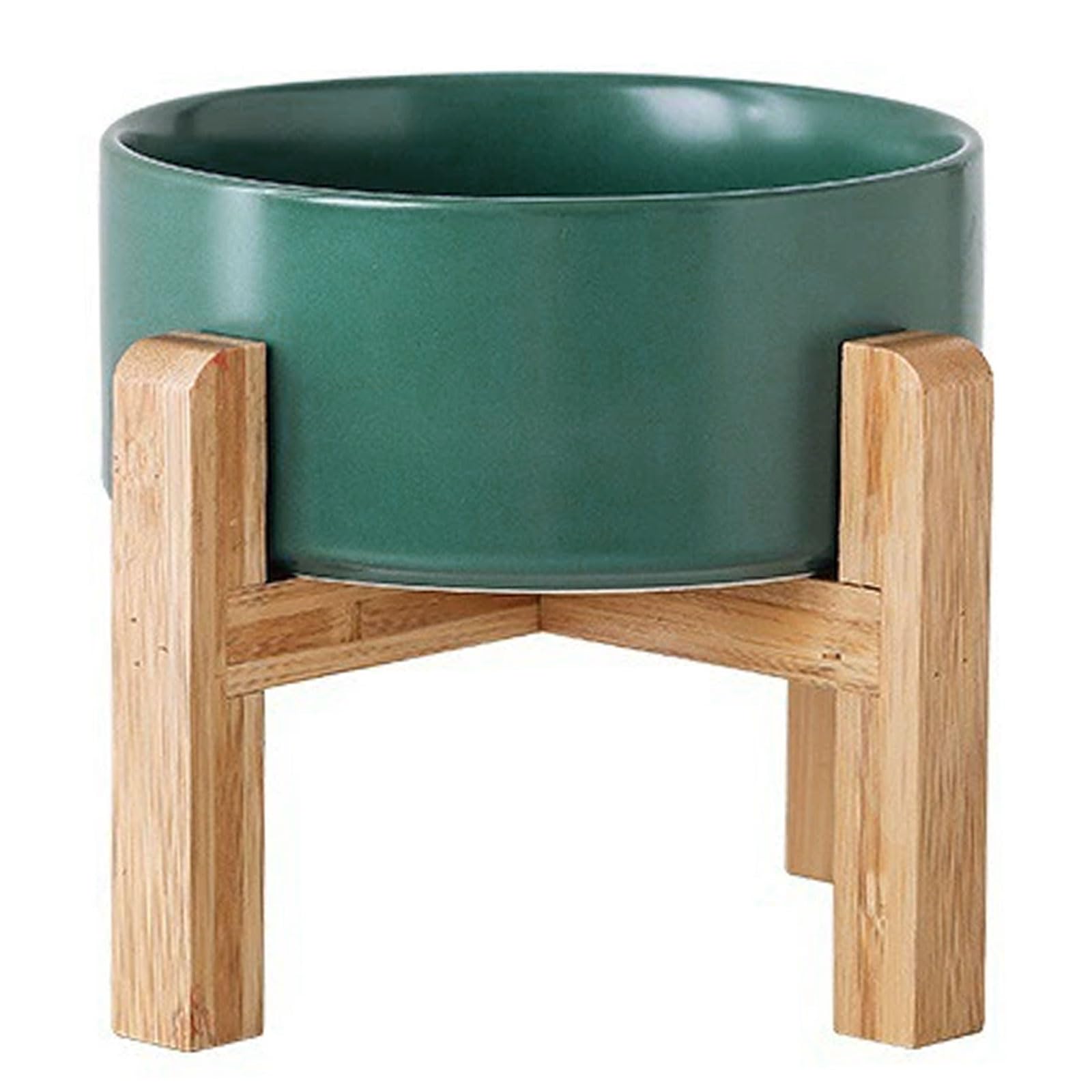 Petygooing 28 OZ Green Elevated/Raised Ceramic Dog Bowl for Small and Medium Breeds, Dog Food Water Dish with Stand,Pet Feeding 