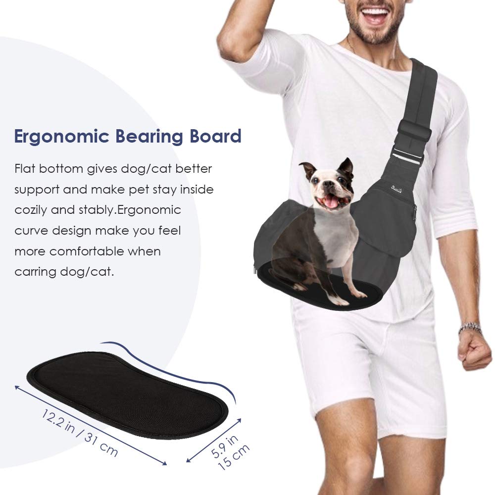 SlowTon Dog Carrier Sling - Hard Bottom Support Dog Carriers for Small Dogs with Adjustable Padded Shoudler Strap, Dog Purse for