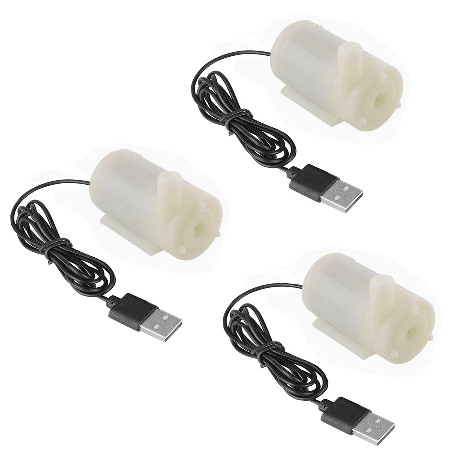 SIPYTOPF 3Pcs DC 3-5V USB Micro Submersible Mini Water Pump for Aquariums Fish Tank Pond Fountain Hydroponics Garden (White)